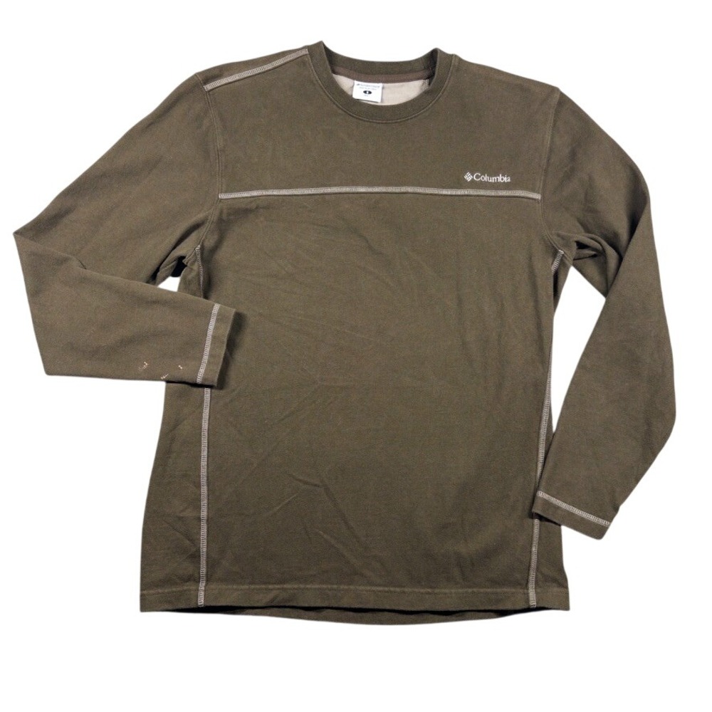 Columbia Long Sleeve Shirt Mens Small Olive Green Contrast Stitch AM6127 Cotton